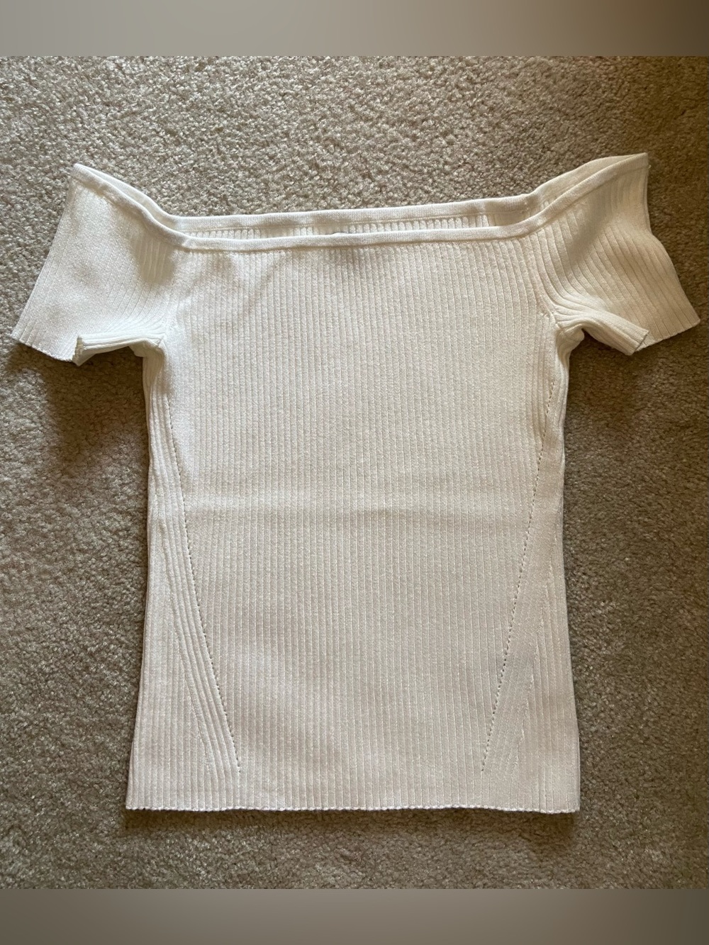 American Eagle Cream Ribbed Knit Top